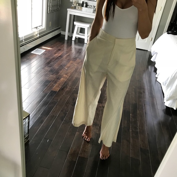 Oak & Fort Pants - NWT Oak & Fort cream Linen/cotton wide leg pants 0